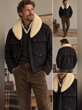 💎 VTG Vintage Filson Mackinaw Wool Packer Coat Shearling Collar USA Men’s XXL